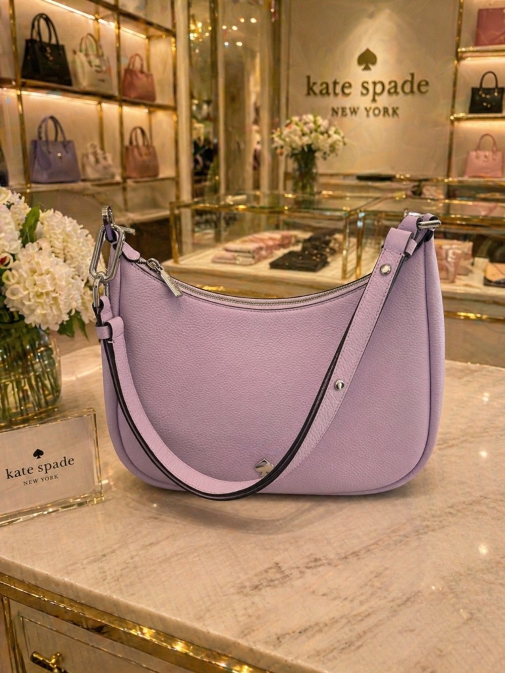 kate spade Lavender Pebbled Leather Shoulder Bag